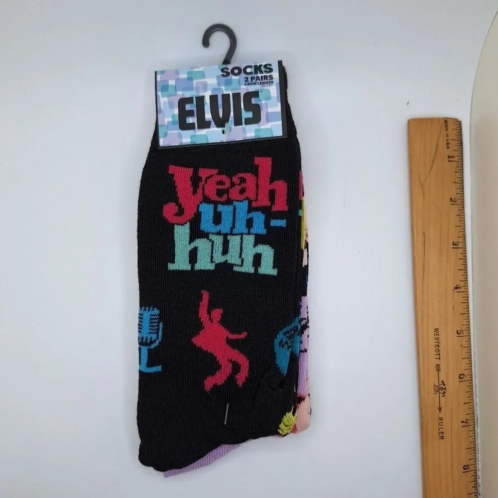 Elvis Presley crew socks 2 pair bundle pack music artist novelty graphic…